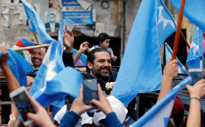 ראש ממשלת לבנון, סעד אל-חרירי, בעצרת תמיכה בביירות, 4 במאי 2018 (רויטרס) ראש ממשלת לבנון, סעד אל-חרירי, בעצרת תמיכה בביירות, 4 במאי 2018 (רויטרס)