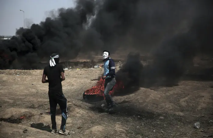 הפגנות בגבול רצועת עזה, 11 במאי 2018 (AP) הפגנות בגבול רצועת עזה, 11 במאי 2018 (AP)