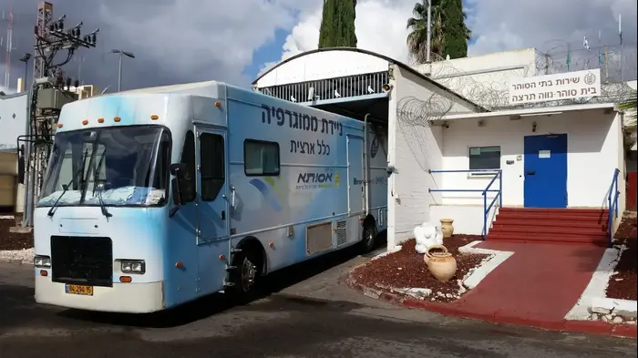 ניידת הממוגרפיה של האגודה למלחמה בסרטן הגיעה אתמול לכלא נווה תרצה (יח"צ , האגודה למלחמה בסרטן) ניידת הממוגרפיה של האגודה למלחמה בסרטן הגיעה אתמול לכלא נווה תרצה (יח"צ , האגודה למלחמה בסרטן)