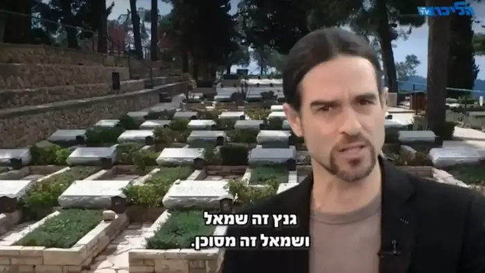 אבישי עברי בסרטון הליכוד על רקע קברי חללי צה"ל (צילום מסך) אבישי עברי בסרטון הליכוד על רקע קברי חללי צה"ל (צילום מסך)