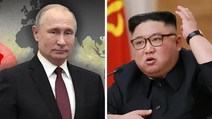 מפוצלת קים ג'ונג און- ולדימיר פוטין (AP) מפוצלת קים ג'ונג און- ולדימיר פוטין (AP)