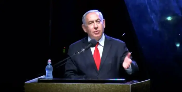 נתניהו באירוע 40 שנה למועצה אזורית שומרון (צילום מסך , יותם רונן) נתניהו באירוע 40 שנה למועצה אזורית שומרון (צילום מסך , יותם רונן)