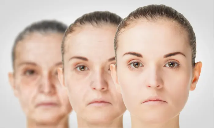 פנים של אישה בשלושה שלבי הזקנות (ShutterStock) פנים של אישה בשלושה שלבי הזקנות (ShutterStock)