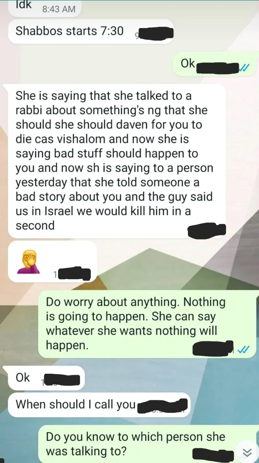 הודעות בין שרה וליבה גולדשמידט לאביהן בהן הן טוענות כי אמן מנסה לחטוף אותן. 26 באוגוסט 2023 הודעות בין שרה וליבה גולדשמידט לאביהן בהן הן טוענות כי אמן מנסה לחטוף אותן. 26 באוגוסט 2023