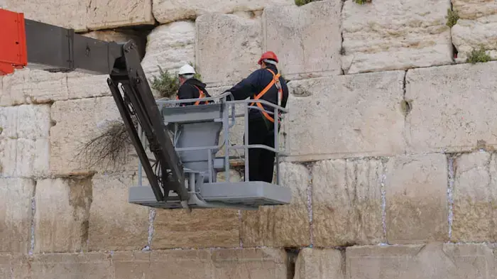 בידוק אבני הכותל ופינוי הפתקים לקראת פסח, אפריל 2011 בידוק אבני הכותל ופינוי הפתקים לקראת פסח, אפריל 2011