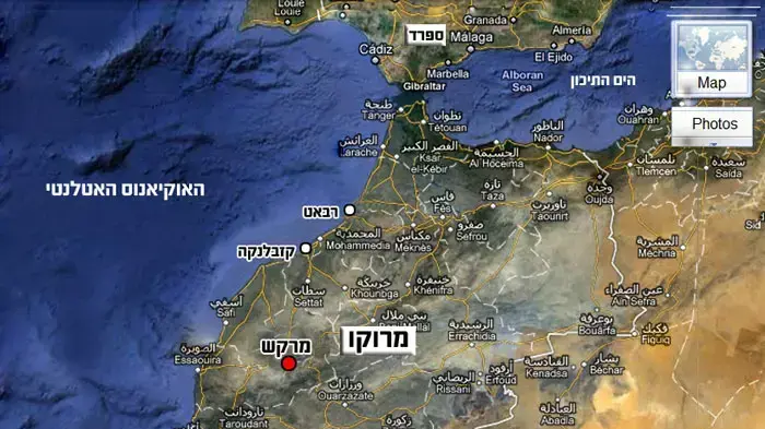 מפת מרוקו - פיגוע במרקש מפת מרוקו - פיגוע במרקש