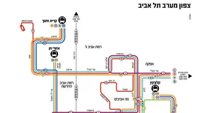 מפת קווי התחבורה הציבורית בתל אביב מפת קווי התחבורה הציבורית בתל אביב