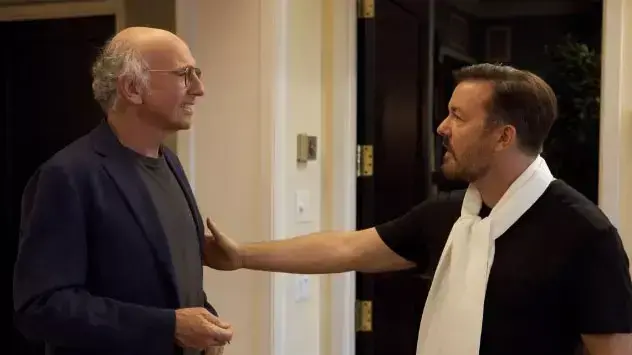 לארי דיוויד עם ריקי ג'רווייס בסדרה "תרגיע" לארי דיוויד עם ריקי ג'רווייס בסדרה "תרגיע"