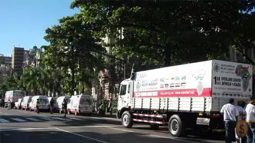 משלחת הנושאת סיוע הומניטרי מדרום אפריקה לרצועת עזה. יוני 2011