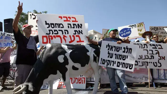 מחאת הרפתנים בצומת מחניים, יולי 2011 מחאת הרפתנים בצומת מחניים, יולי 2011