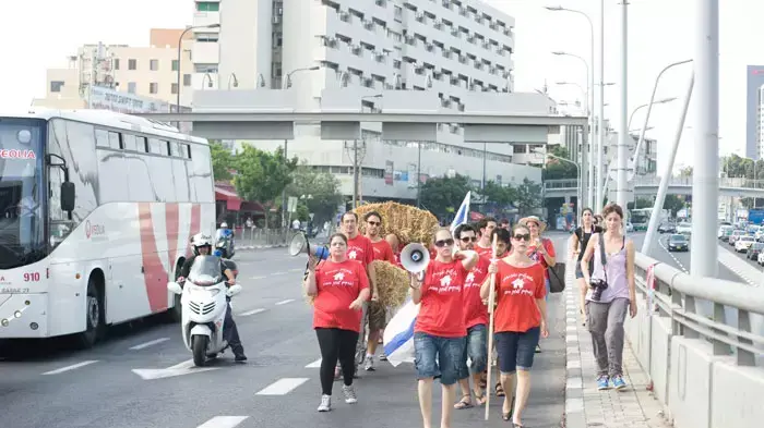 סטודנטים צועדים מהמאהל בשדרות רוטשילד לעבר קריית הממשלה , יולי 2011 סטודנטים צועדים מהמאהל בשדרות רוטשילד לעבר קריית הממשלה , יולי 2011