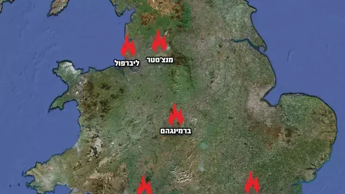 מהומות בבריטניה - מפה מהומות בבריטניה - מפה