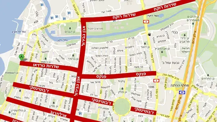 מפת חסימות כבישים בתל אביב לקראת מרוץ הלילה של נייק, נובמבר 2011 מפת חסימות כבישים בתל אביב לקראת מרוץ הלילה של נייק, נובמבר 2011