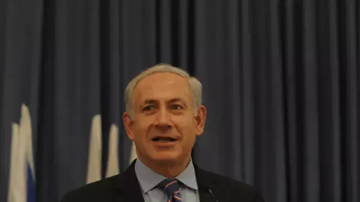 ראש הממשלה בנימין נתניהו נושא דברים בכנס שגרירים וראשי נציגויות במשרד החוץ בירושלים, דצמבר 2011
