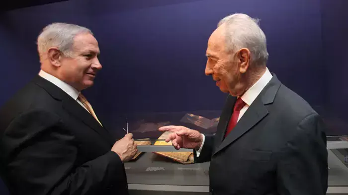 שמעון פרס ובנימין נתניהו שמעון פרס ובנימין נתניהו