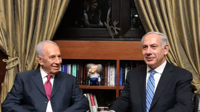 בנימין נתניהו ושמעון פרס פברואר 2012 בנימין נתניהו ושמעון פרס פברואר 2012