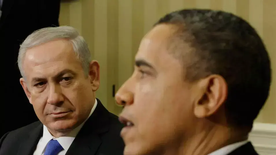 נשיא ארצות הברית ברק אובמה עם ראש ממשלת ישראל בנימין נתניהו בפגישה בבית הלבן, פברואר 2012 נשיא ארצות הברית ברק אובמה עם ראש ממשלת ישראל בנימין נתניהו בפגישה בבית הלבן, פברואר 2012