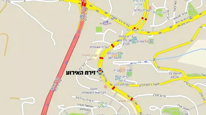 מפת האירוע שבה נדקרה חיילת ברכבת הקלה בירושלים, מרץ 2012 מפת האירוע שבה נדקרה חיילת ברכבת הקלה בירושלים, מרץ 2012
