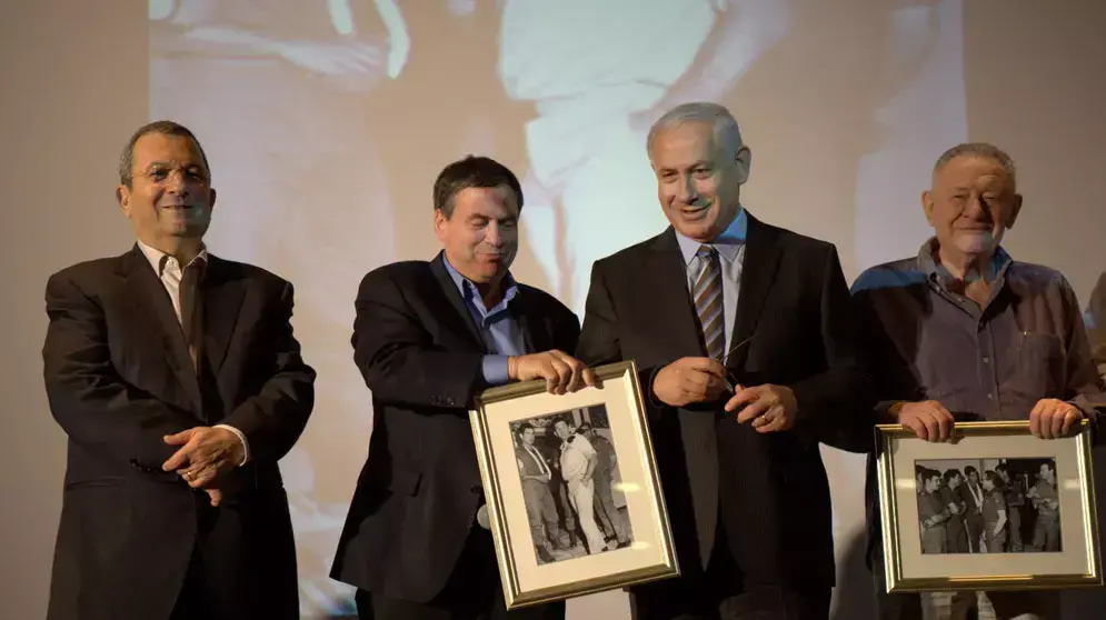 ביבי נתניהו ואהוד ברק  בטקס 40  שנה למבצע סבנה