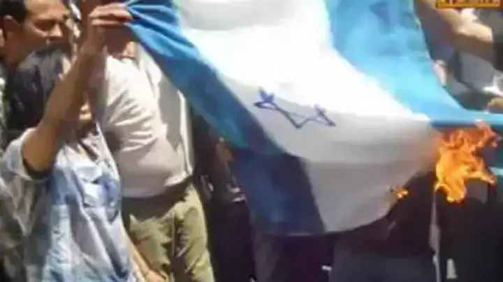 מאות הפגינו בעמאן בירת ירדן נגד הממשלה החדשה ושרפו דגל ישראל, מאי 2012