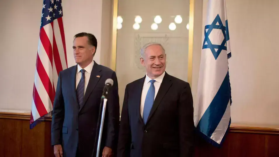 ראש הממשלה, בנימין נתניהו, עם המועמד הרפובליקני לנשיאות ארה"ב, מיט רומני. ירושלים, יולי 2012 ראש הממשלה, בנימין נתניהו, עם המועמד הרפובליקני לנשיאות ארה"ב, מיט רומני. ירושלים, יולי 2012