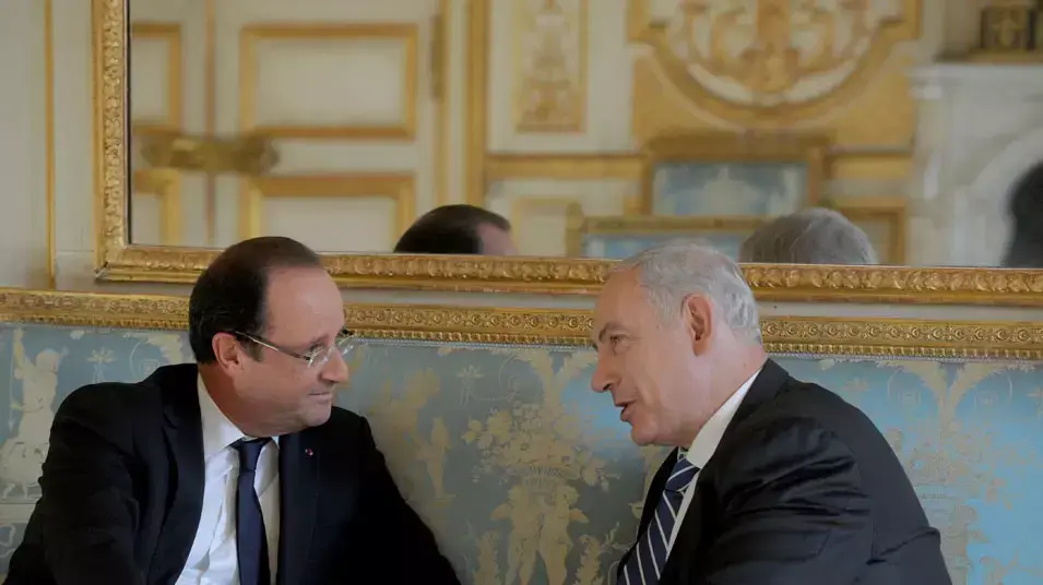 ראש הממשלה בנימין נתניהו נפגש עם נשיא צרפת, הולנד, בארמון האליזה בפריז 