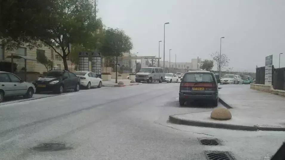 שלג יורד בהר החוצבים בירושלים שלג יורד בהר החוצבים בירושלים