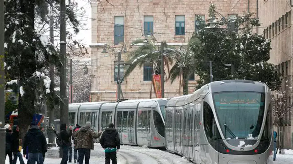 הרכבת הקלה בירושלים המושלגת, ינואר 2013