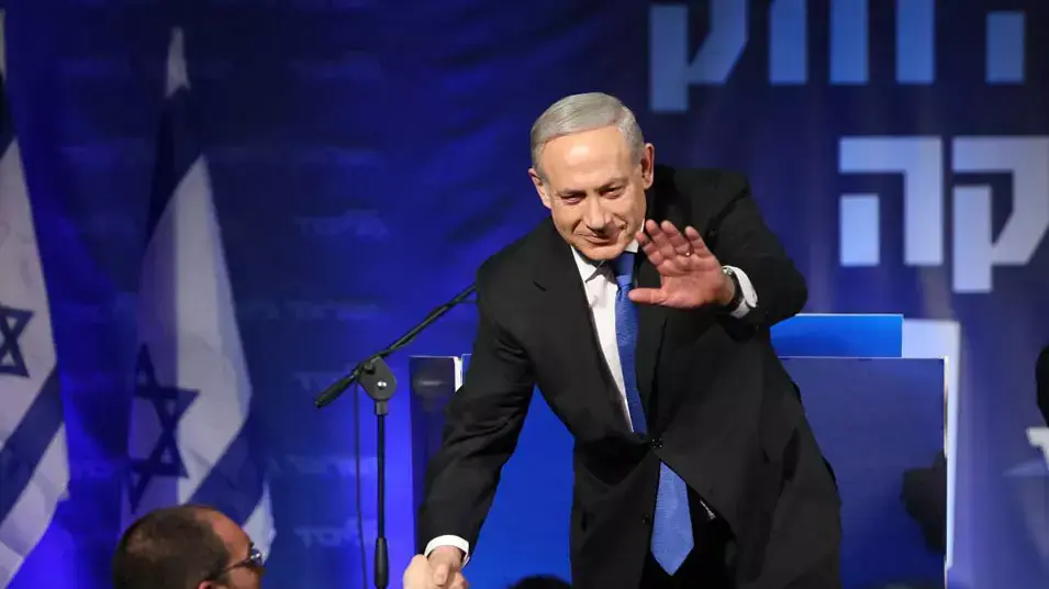 בנימין נתניהו באירוע הליכוד בעת תוצאות המדגם, ינואר 2013 בנימין נתניהו באירוע הליכוד בעת תוצאות המדגם, ינואר 2013
