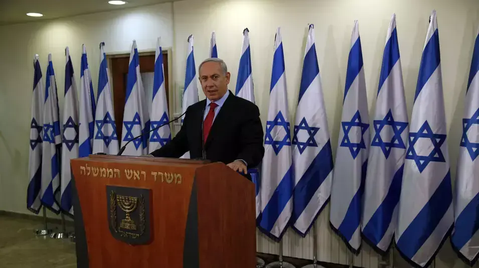 ראש הממשלה בנימין נתניהו בהצהרה לתקשורת הזרה, ינואר 2013