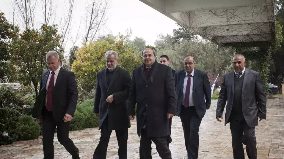 נציגי מלפגת רע"מ תע"ל מגיעים לבית הנשיא, ינואר 2013 נציגי מלפגת רע"מ תע"ל מגיעים לבית הנשיא, ינואר 2013