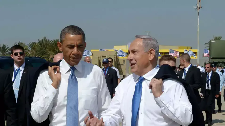 ברק אובמה ובנימין נתניהו בסיור בסוללת כיפת ברזל