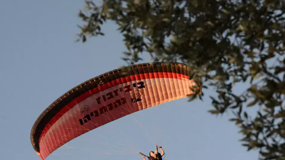 מצנח מחאה בחתונה של ציפי חוטובלי ואור אלון. מאי 2013
