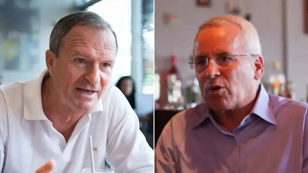 המתמודדים לראשות עיריית רעננה, זאב ביילסקי ונחום חופרי, אוגוסט 2013