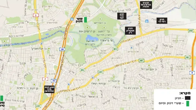 מפת חניוני סובב תל אביב מפת חניוני סובב תל אביב