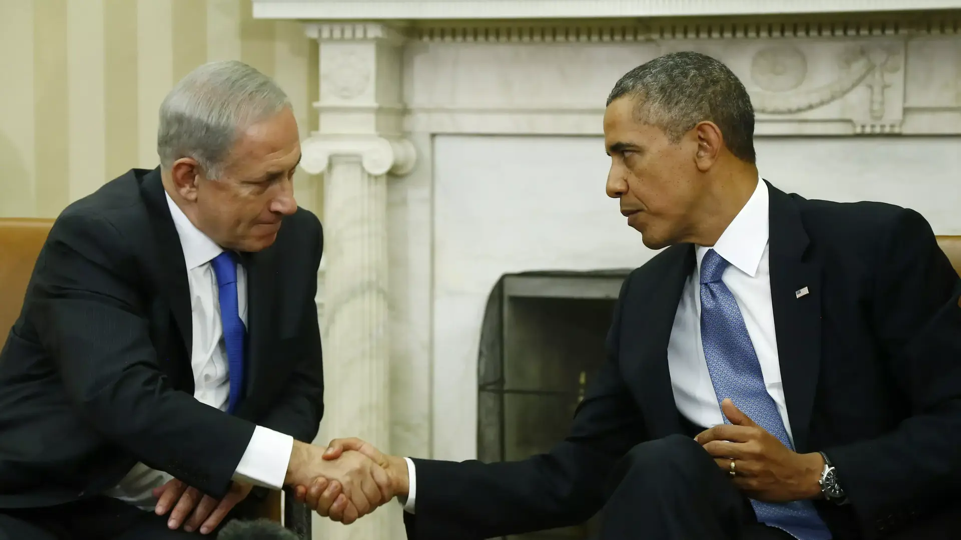 בנימין נתניהו וברק אובמה במהלך פגישתם בבית הלבן בנימין נתניהו וברק אובמה במהלך פגישתם בבית הלבן