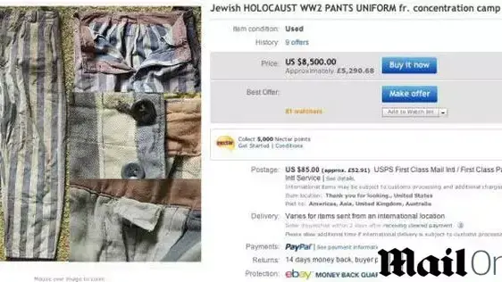 איביי הסירה פריטים מתקופה השואה שהוצגו באתר המכירות. 3 בנובמבר 2013 איביי הסירה פריטים מתקופה השואה שהוצגו באתר המכירות. 3 בנובמבר 2013