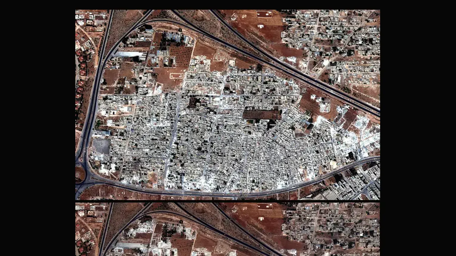 שכונות שלמות בדמשק הוחרבו על ידי הממשל תמונות לווין, ינואר 2014 שכונות שלמות בדמשק הוחרבו על ידי הממשל תמונות לווין, ינואר 2014
