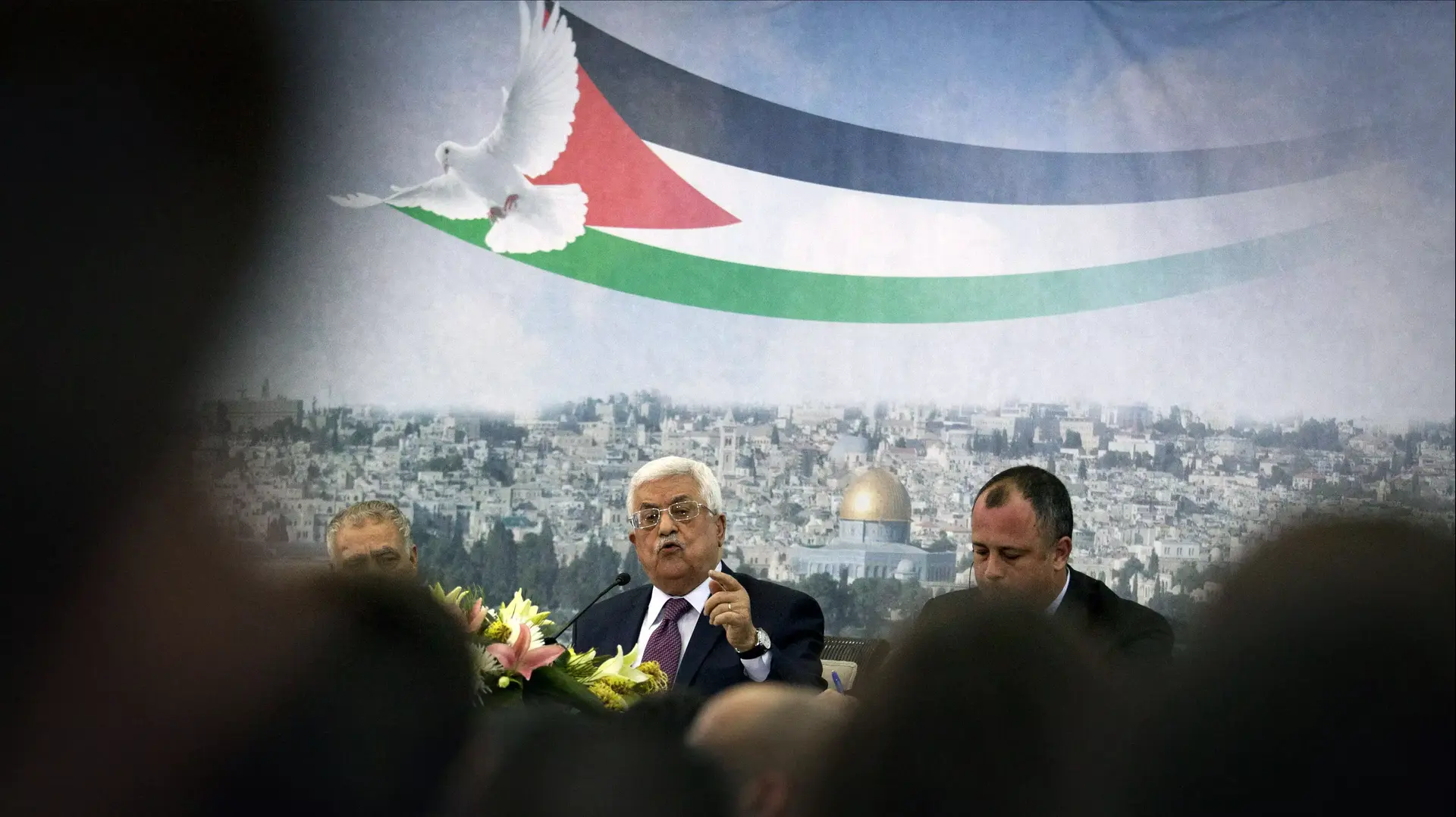 יו"ר הרשות הפלסטינית אבו מאזן (מחמוד עבאס). המוקטעה, רמאללה, 16 בפברואר 2014