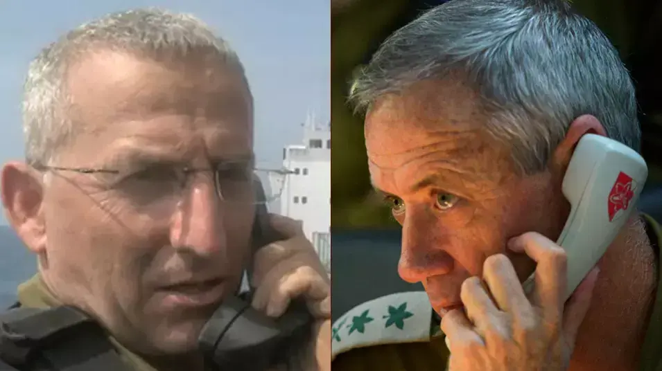 הרמטכ"ל בני גנץ, ושר הביטחון, משה יעלון, במהלך מבצע השתלטות חיל הים על ספינת הברחת נשק מאיראן, מרץ 2014 הרמטכ"ל בני גנץ, ושר הביטחון, משה יעלון, במהלך מבצע השתלטות חיל הים על ספינת הברחת נשק מאיראן, מרץ 2014