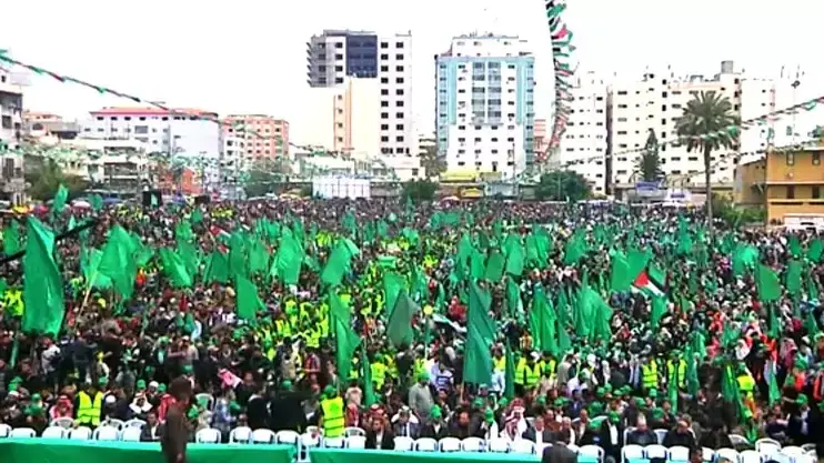 עשרות אלפים השתתפו בעצרת חמאס בעזה