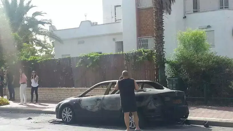 רכבו שהוצת של השופט נאסר אבו טהא בעומר, מאי 2014