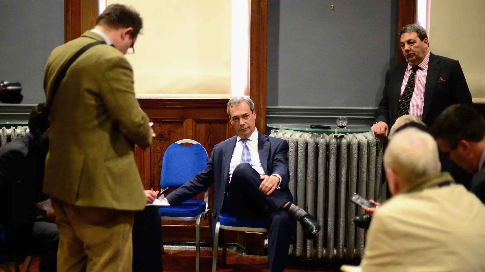 נייג'ל פארג' מנהיג UKIP מפלגת העצמאות הבריטית. אדינבורו, סקוטלנד, מאי 2014 נייג'ל פארג' מנהיג UKIP מפלגת העצמאות הבריטית. אדינבורו, סקוטלנד, מאי 2014