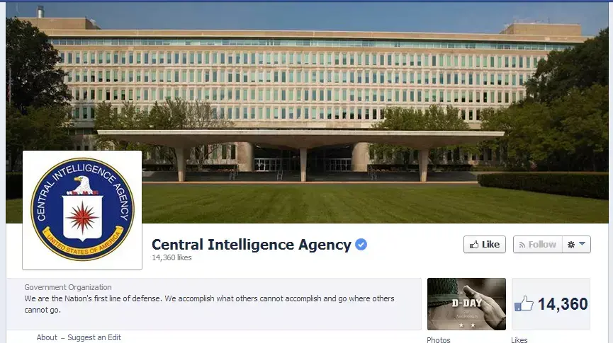 חשבון הפייסבוק של ה-CIA, סוכנות הביון המרכזית של ארה"ב חשבון הפייסבוק של ה-CIA, סוכנות הביון המרכזית של ארה"ב