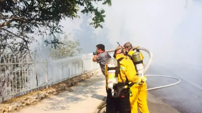 שריפת חורש בשכונת עין כרם בירושלים 25 ביוני 2014 שריפת חורש בשכונת עין כרם בירושלים 25 ביוני 2014
