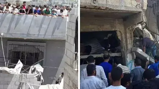 בית בחאן יונס לפני ואחרי הפצצה ישירה של חיל האוויר. יולי 2014 בית בחאן יונס לפני ואחרי הפצצה ישירה של חיל האוויר. יולי 2014