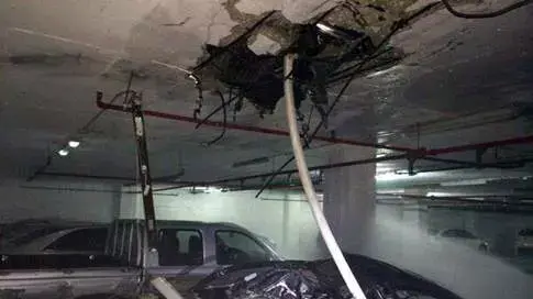 נפילה באשדוד, נזק נגרם לחניון תת קרקעי נפילה באשדוד, נזק נגרם לחניון תת קרקעי