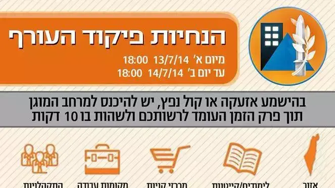פיקוד העורף הנחיות מעודכנות 13 ביולי 2014 פיקוד העורף הנחיות מעודכנות 13 ביולי 2014