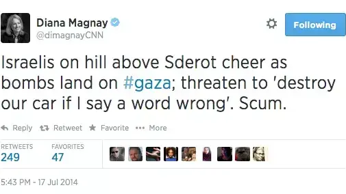 הציוץ של דיאנה מאגני, כתבת CNN, על תושבי שדרות הציוץ של דיאנה מאגני, כתבת CNN, על תושבי שדרות