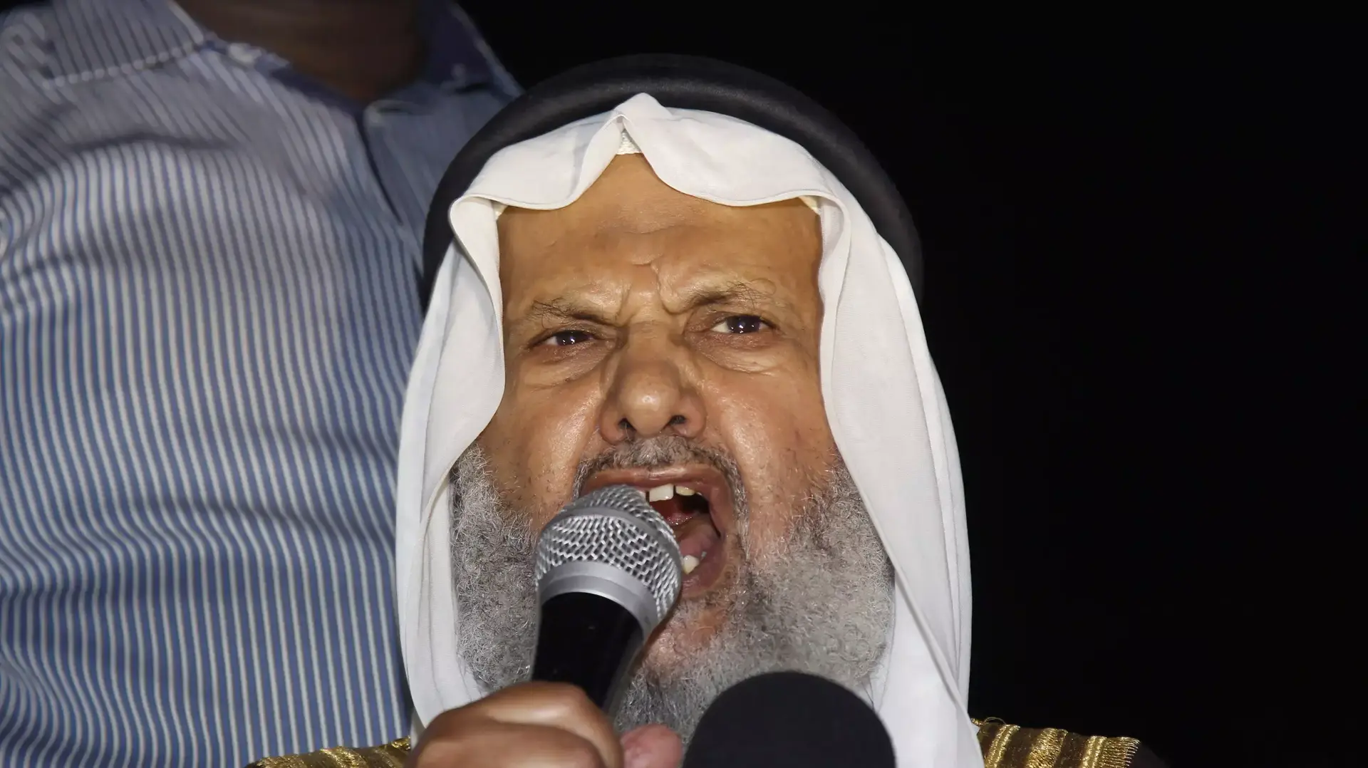 מנהיג האחים המוסלמים בירדן, חמאם סעיד, בהפגנה מול שגרירות ישראל. עמאן, 20 ביולי 2014 מנהיג האחים המוסלמים בירדן, חמאם סעיד, בהפגנה מול שגרירות ישראל. עמאן, 20 ביולי 2014